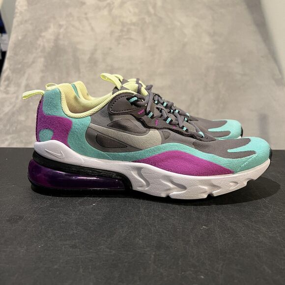 Nike Air Max 270 React Shoes Sneaker Youth Size 7Y Gray Teal Purple Multi BQ0103 - Picture 1 of 9